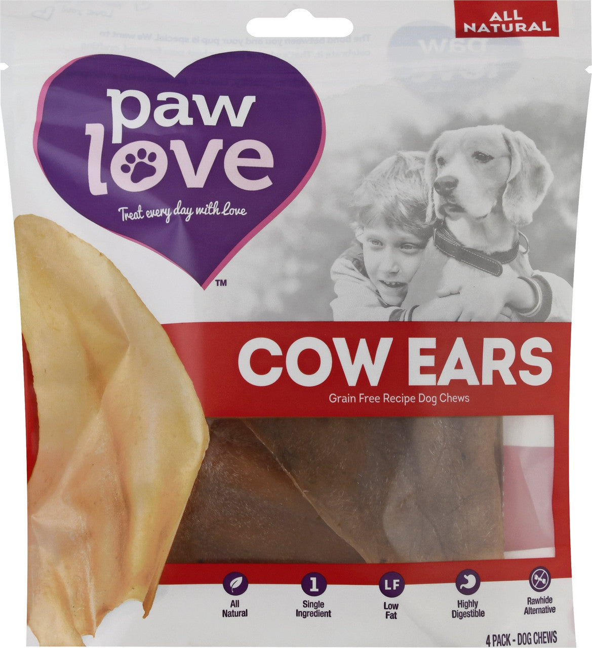 PAWLVE COW EARS DOG TRT  ( 6 X 4  CT  )