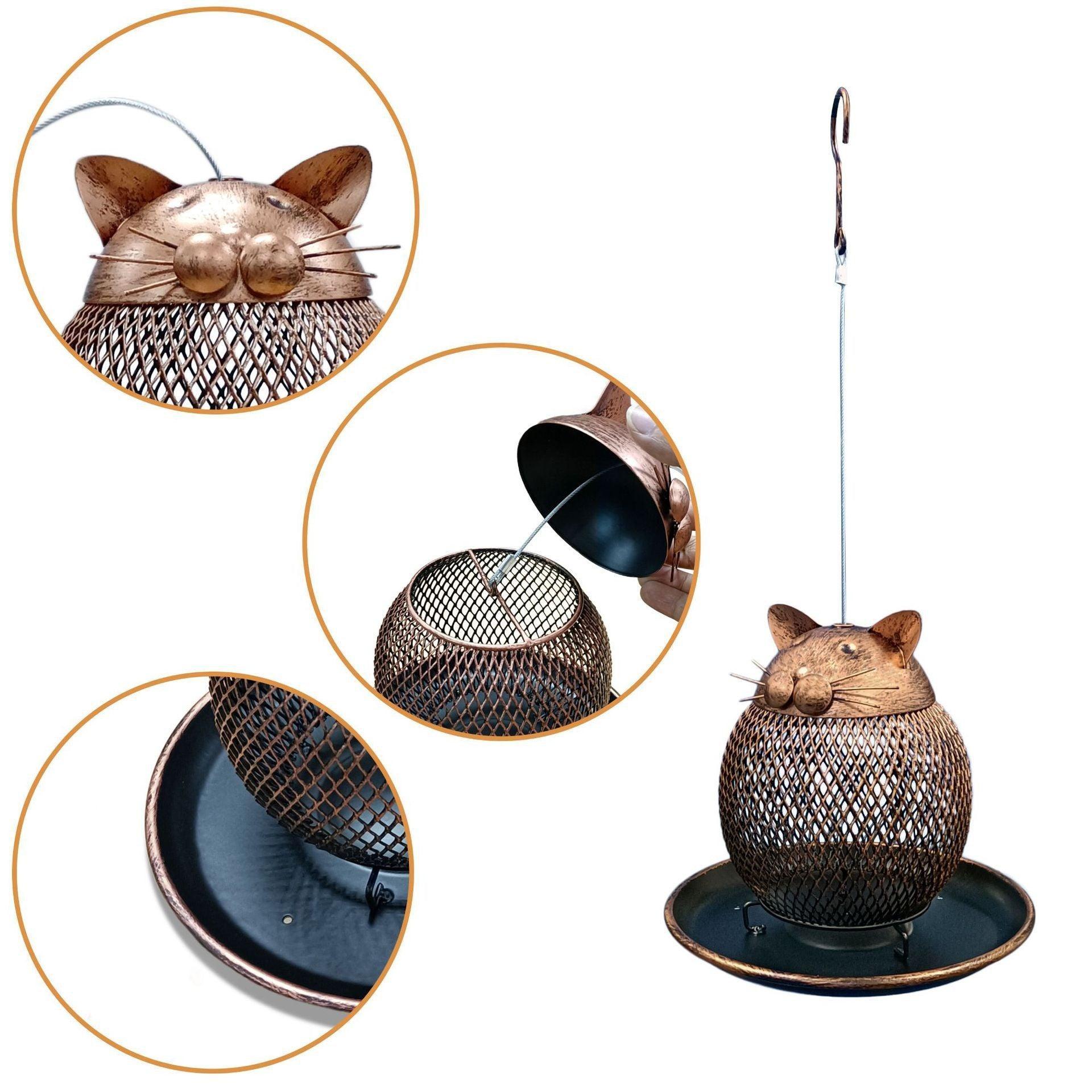 Cat Haven Bird Feeder: Charming Handmade Outdoor Decor For Feathered Friends
